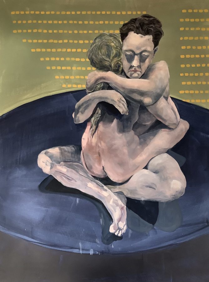 Twosome, 170 x 135 cm, Acryl, Gouache und Tusche auf Nessel, 2021